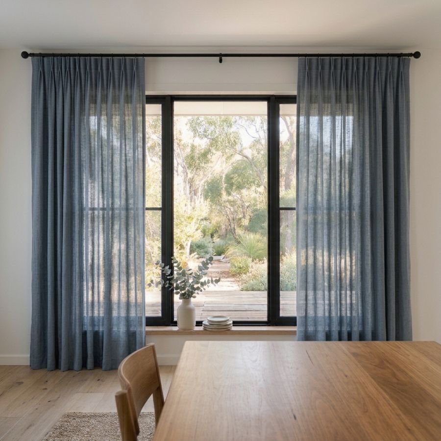Slate linen-look curtains in a room