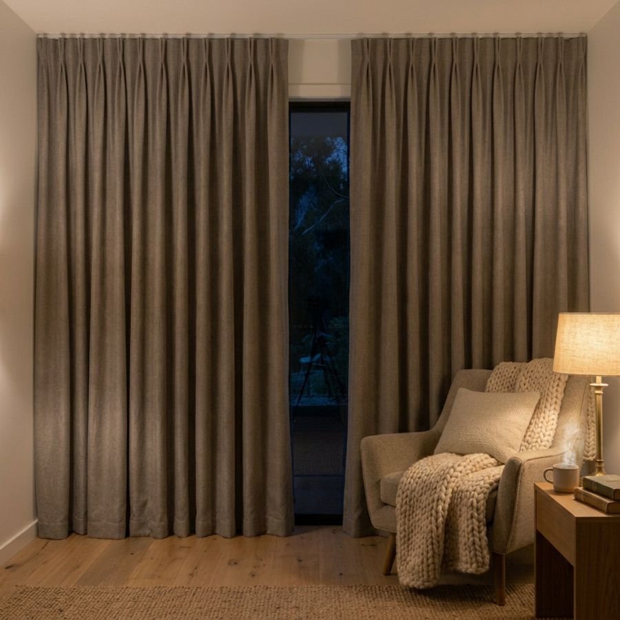 Mushroom thermal curtains in a room